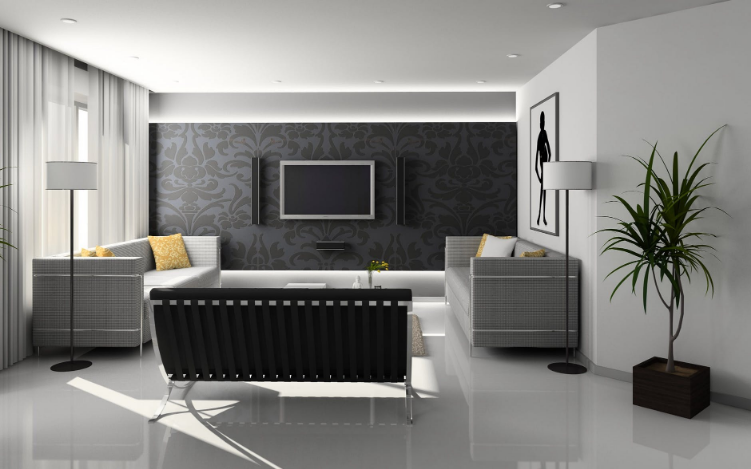 a living room with furniture