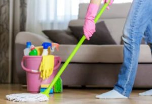 cleaning a house